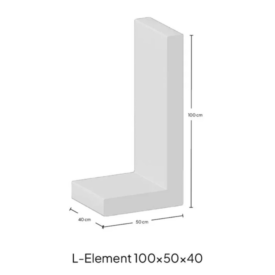 L-element 100x50x40 Grijs maatvoering