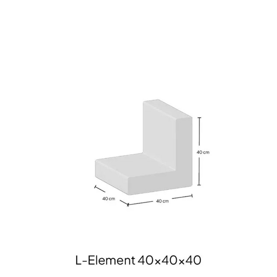 L-element 40x40x40 Grijs maatvoering