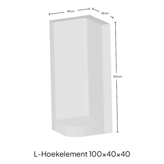 Hoek L-element 100x40x40 Grijs maatvoering