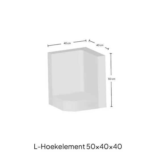 Hoek L-element 50x40x40 Grijs maatvoering