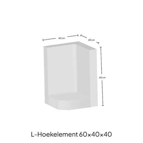 Hoek L-element 60x40x40 Grijs maatvoering