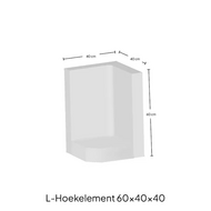 Hoek L-element 60x40x40 Grijs maatvoering